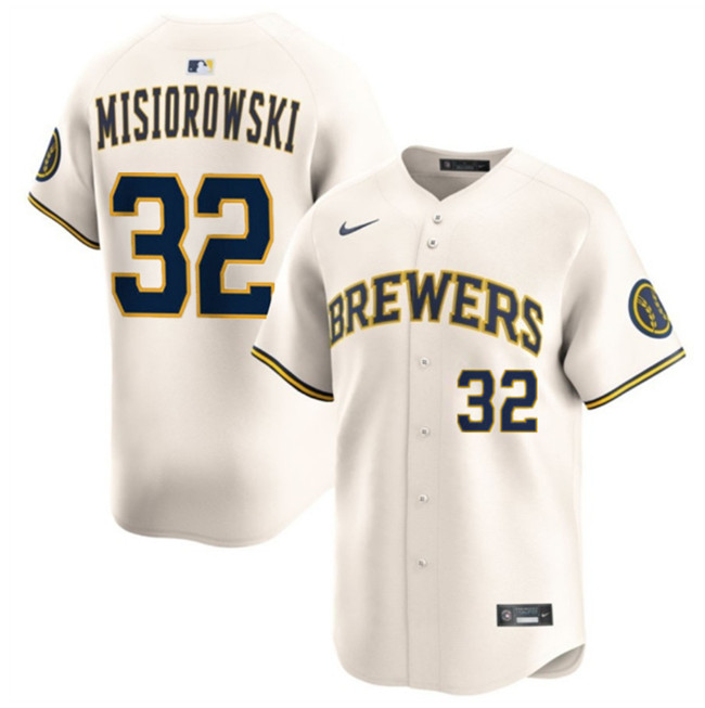 Men's Milwaukee Brewers #32 Jacob Misiorowski Cream 2025 Limited Stitched Baseball Jersey Men's Milwaukee Brewers #32 Jacob Misiorowski Cream 2025 Limited Stitched Baseball Jersey
