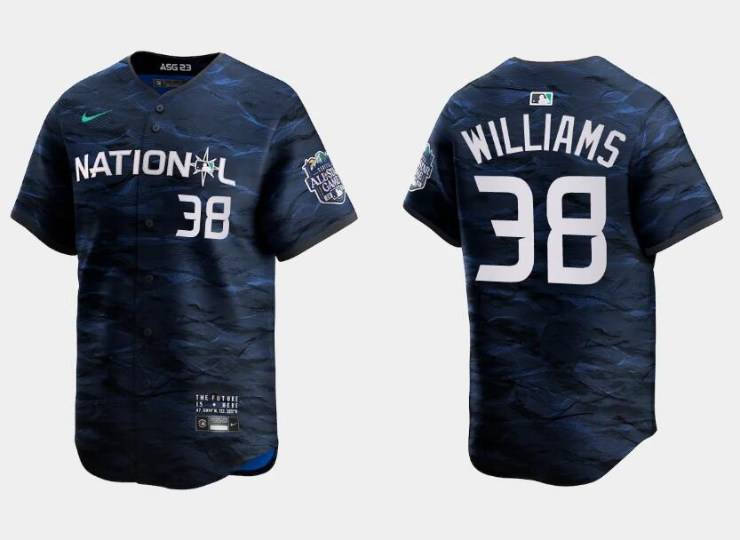 Men's Milwaukee Brewers #38 Devin Williams Royal 2023 All-Star Cool Base Stitched Baseball Jersey Men's Milwaukee Brewers #38 Devin Williams Royal 2023 All-Star Cool Base Stitched Baseball Jersey