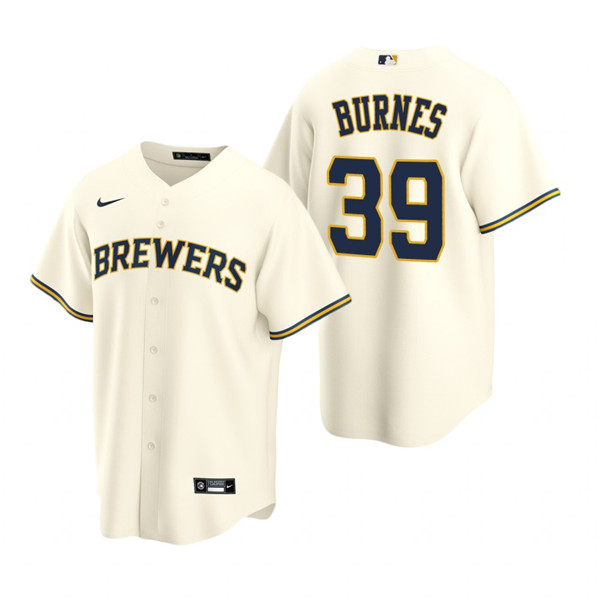 Men's Milwaukee Brewers #39 Corbin Burnes Cream Cool Base Stitched Jersey Men's Milwaukee Brewers #39 Corbin Burnes Cream Cool Base Stitched Jersey