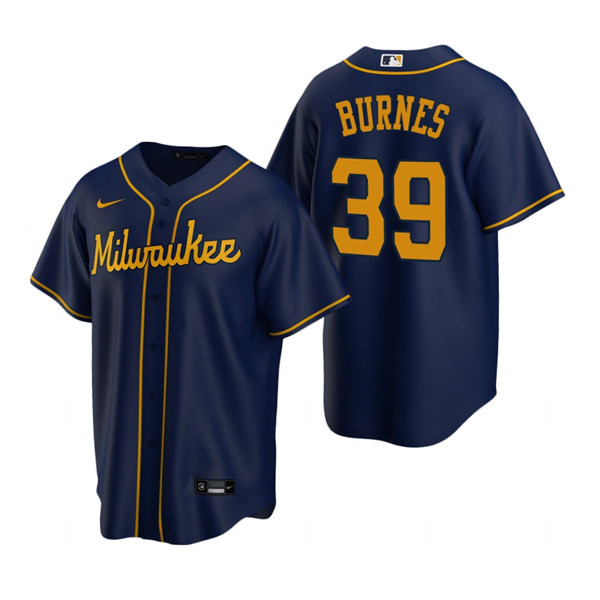Men's Milwaukee Brewers #39 Corbin Burnes Navy Cool Base Stitched Jersey Men's Milwaukee Brewers #39 Corbin Burnes Navy Cool Base Stitched Jersey