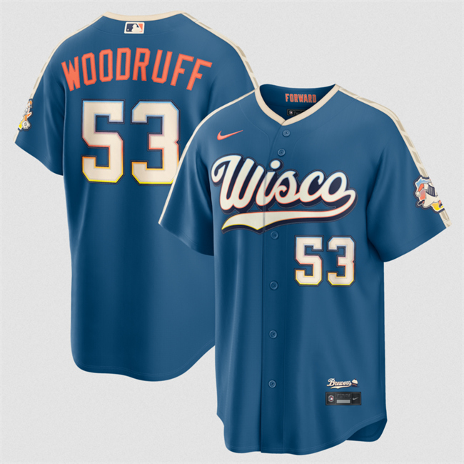 Men's Milwaukee Brewers #53 Brandon Woodruff Mineral Blue 2026 City Connect Stadium Stitched Baseball Jersey Men's Milwaukee Brewers #53 Brandon Woodruff Mineral Blue 2026 City Connect Stadium Stitched Baseball Jersey