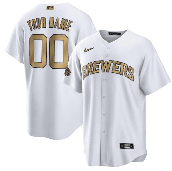 Men's Milwaukee Brewers Active Player Custom 2022 All-Star Cool Base White Stitched Baseball Jersey Men's Milwaukee Brewers Active Player Custom 2022 All-Star Cool Base White Stitched Baseball Jersey