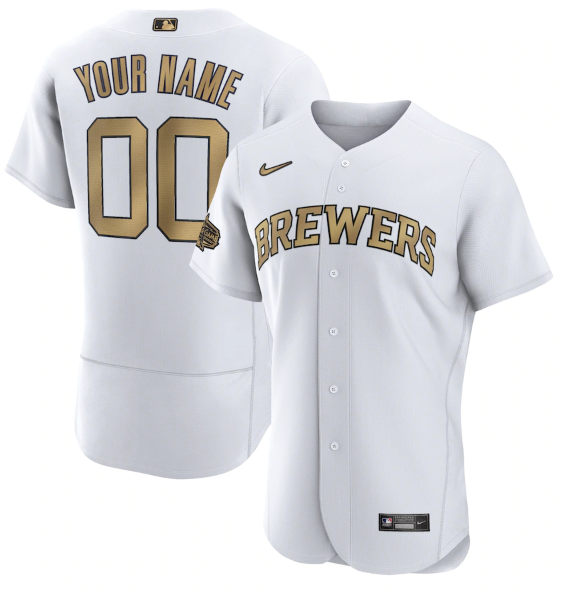 Men's Milwaukee Brewers Active Player Custom 2022 All-Star White Flex Base Stitched MLB Jersey Men's Milwaukee Brewers Active Player Custom 2022 All-Star White Flex Base Stitched MLB Jersey