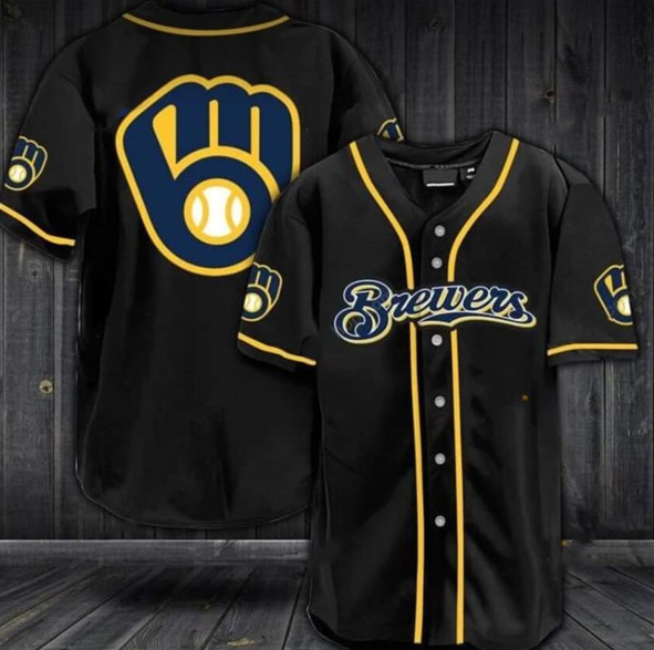 Men's Milwaukee Brewers Black Cool Base Stitched Jersey