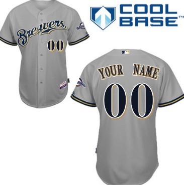 Men's Milwaukee Brewers Customized Gray Jersey Men's Milwaukee Brewers Customized Gray Jersey