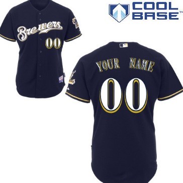 Men's Milwaukee Brewers Customized Navy Blue Jersey Men's Milwaukee Brewers Customized Navy Blue Jersey