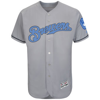 Men's Milwaukee Brewers Majestic Gray Father's Day FlexBase Team Jersey