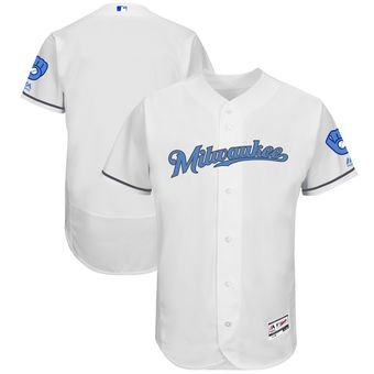 Men's Milwaukee Brewers Majestic White Father's Day FlexBase Team Jersey