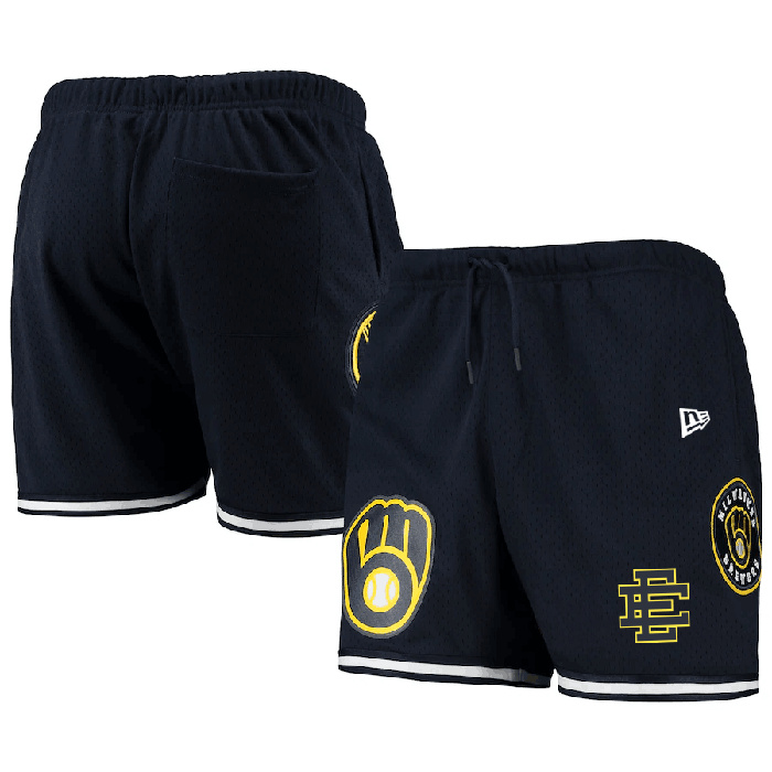 Men's Milwaukee Brewers Navy Mesh Shorts 001 Men's Milwaukee Brewers Navy Mesh Shorts 001