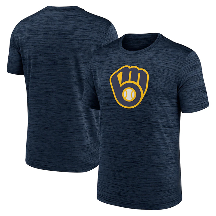 Men's Milwaukee Brewers Navy Team Logo Velocity Performance T-Shirt Men's Milwaukee Brewers Navy Team Logo Velocity Performance T-Shirt