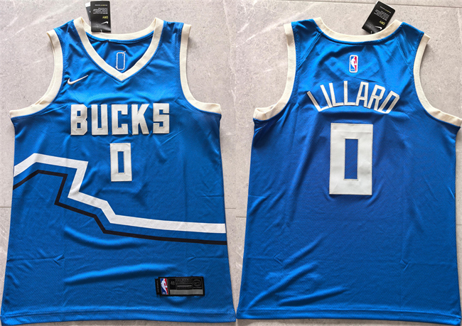 Men's Milwaukee Bucks #0 Damian Lillard Royal 2024 City Edition Stitched Basketball Jersey Men's Milwaukee Bucks #0 Damian Lillard Royal 2024 City Edition Stitched Basketball Jersey