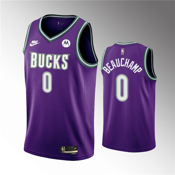 Men's Milwaukee Bucks #0 MarJon Beauchamp 2022 23 Purple Classic Edition Swingman Stitched Basketball Jersey Men's Milwaukee Bucks #0 MarJon Beauchamp 2022 23 Purple Classic Edition Swingman Stitched Basketball Jersey