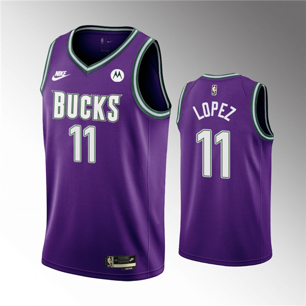 Men's Milwaukee Bucks #11 Brook Lopez 2022 23 Purple Classic Edition Swingman Stitched Basketball Jersey Men's Milwaukee Bucks #11 Brook Lopez 2022 23 Purple Classic Edition Swingman Stitched Basketball Jersey