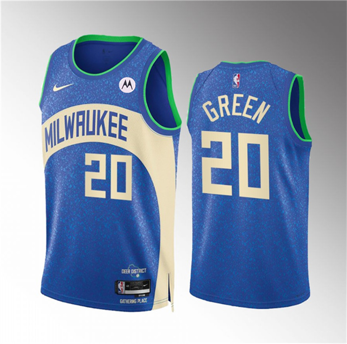 Men's Milwaukee Bucks #20 A.J. Green 2023 24 Blue City Edition Stitched Basketball Jersey Men's Milwaukee Bucks #20 A.J. Green 2023 24 Blue City Edition Stitched Basketball Jersey