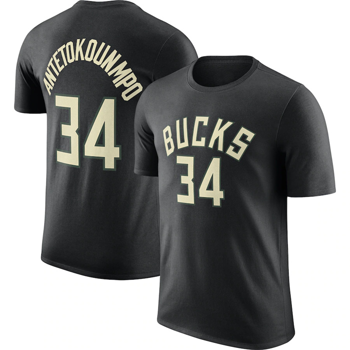 Men's Milwaukee Bucks #34 Giannis Antetokounmpo Black 2022 23 Statement Edition Long Sleeve T-Shirt Men's Milwaukee Bucks #34 Giannis Antetokounmpo Black 2022 23 Statement Edition Long Sleeve T-Shirt