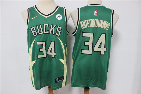 Men's Milwaukee Bucks #34 Giannis Antetokounmpo Green Stitched Jersey Men's Milwaukee Bucks #34 Giannis Antetokounmpo Green Stitched Jersey