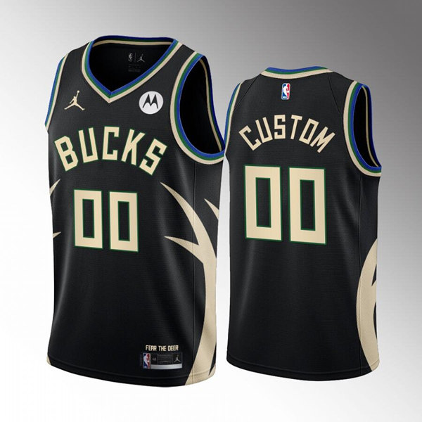 Men's Milwaukee Bucks Active Player Custom 2022 23 Black Statement Edition Stitched Basketball Jersey Men's Milwaukee Bucks Active Player Custom 2022 23 Black Statement Edition Stitched Basketball Jersey