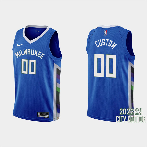 Men's Milwaukee Bucks Active Player Custom 2022-23 Blue City Edition Stitched Basketball Jersey Men's Milwaukee Bucks Active Player Custom 2022-23 Blue City Edition Stitched Basketball Jersey