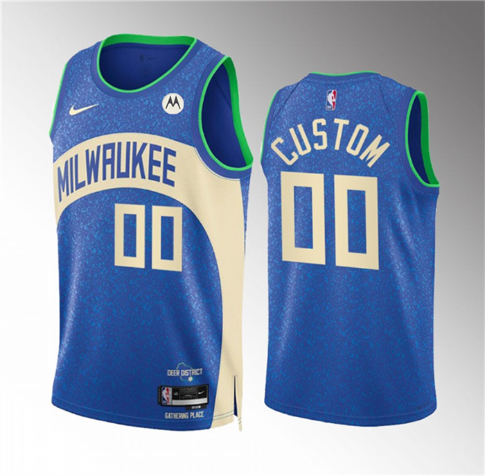 Men's Milwaukee Bucks Active Player Custom 2023 24 Blue City Edition Stitched Basketball Jersey Men's Milwaukee Bucks Active Player Custom 2023 24 Blue City Edition Stitched Basketball Jersey