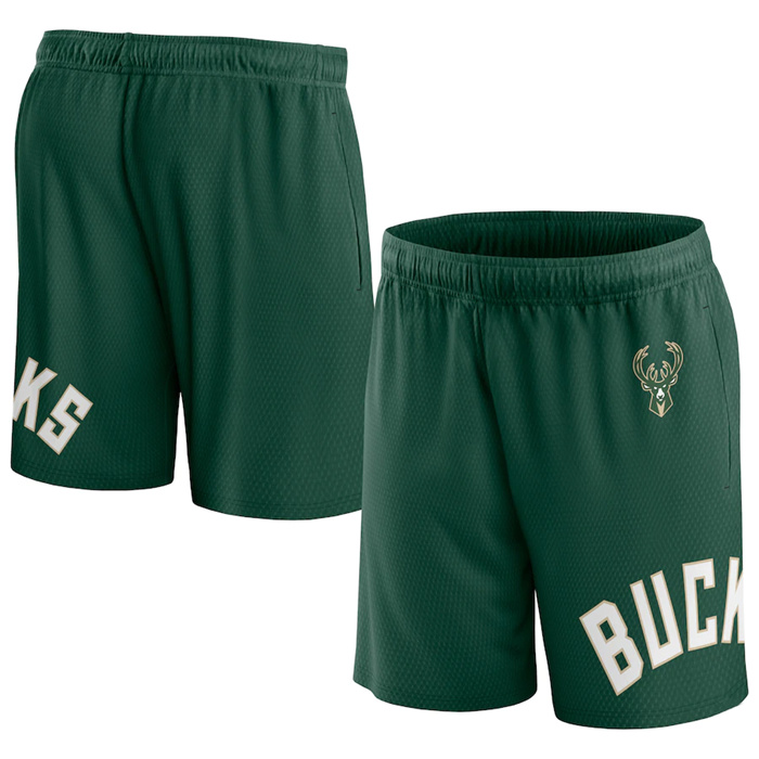 Men's Milwaukee Bucks Hunter Green Free Throw Mesh Shorts Men's Milwaukee Bucks Hunter Green Free Throw Mesh Shorts