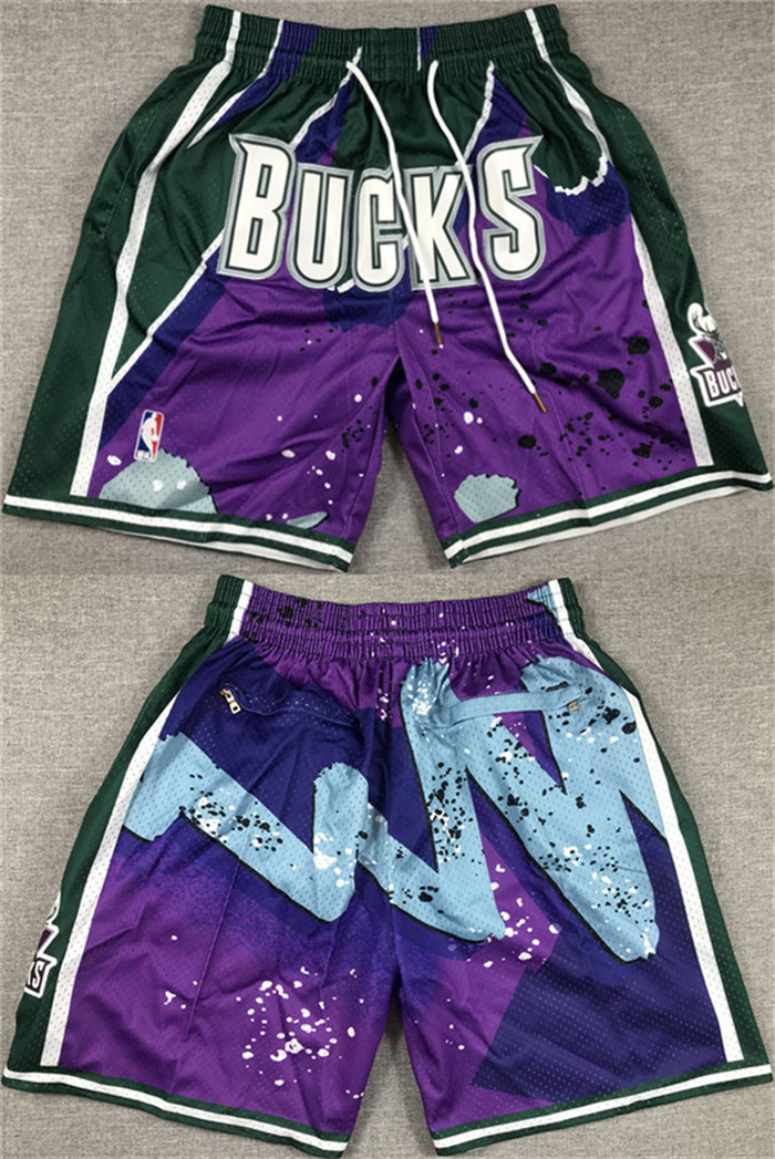 Men's Milwaukee Bucks Purple Green Shorts (Run Small) Men's Milwaukee Bucks Purple Green Shorts (Run Small)