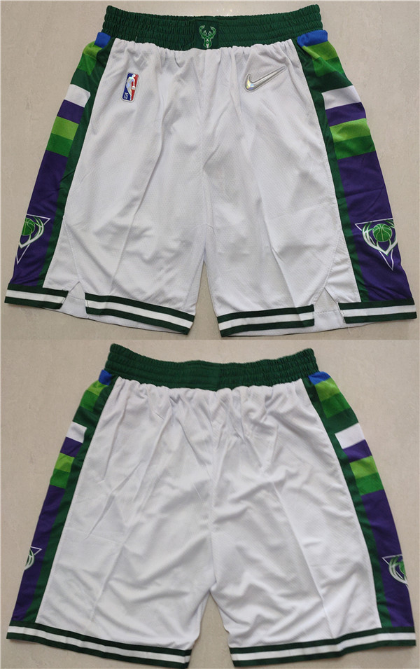 Men's Milwaukee Bucks White 75th Anniversary Shorts (Run Small) Men's Milwaukee Bucks White 75th Anniversary Shorts (Run Small)