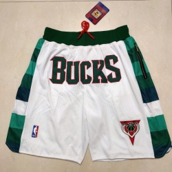Men's Milwaukee Bucks White Pocket Shorts Men's Milwaukee Bucks White Pocket Shorts