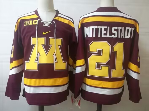 Men's Minnesota Golden Gophers #21 Mittelstadt Maroon Stitched Jersey Men's Minnesota Golden Gophers #21 Mittelstadt Maroon Stitched Jersey