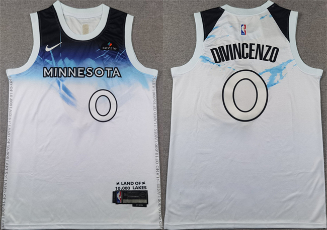 Men's Minnesota Timberwolves #0 Donte DiVincenzo White 2024 City Edition Stitched Jersey Men's Minnesota Timberwolves #0 Donte DiVincenzo White 2024 City Edition Stitched Jersey