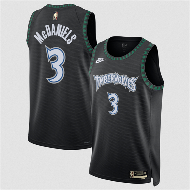 Men's Minnesota Timberwolves #3 Jaden McDaniels Black 2025 Classic Edition Stitched Jersey Men's Minnesota Timberwolves #3 Jaden McDaniels Black 2025 Classic Edition Stitched Jersey