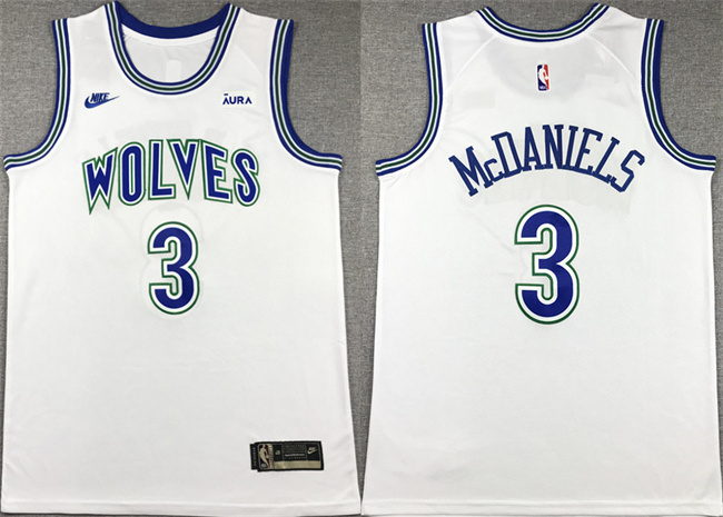 Men's Minnesota Timberwolves #3 Jaden McDaniels White City Edition Stitched Jersey Men's Minnesota Timberwolves #3 Jaden McDaniels White City Edition Stitched Jersey