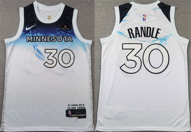 Men's Minnesota Timberwolves #30 Julius Randle White 2024 City Edition Stitched Jersey Men's Minnesota Timberwolves #30 Julius Randle White 2024 City Edition Stitched Jersey