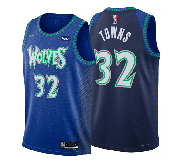 Men's Minnesota Timberwolves #32 Karl-Anthony Town 2021 22 Blue City Edition 75th Anniversary Swingman Stitched Jersey Men's Minnesota Timberwolves #32 Karl-Anthony Town 2021 22 Blue City Edition 75th Anniversary Swingman Stitched Jersey