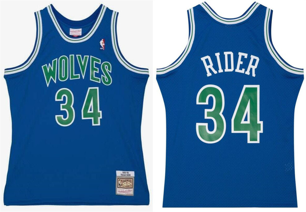 Men's Minnesota Timberwolves #34 Isaiah Rider Jr Blue 1993-94 Throwback Swingman Stitched Jersey Men's Minnesota Timberwolves #34 Isaiah Rider Jr Blue 1993-94 Throwback Swingman Stitched Jersey