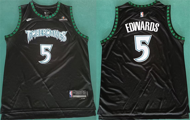 Men's Minnesota Timberwolves #5 Anthony Edwards Black 2025 Classic Edition Stitched jersey