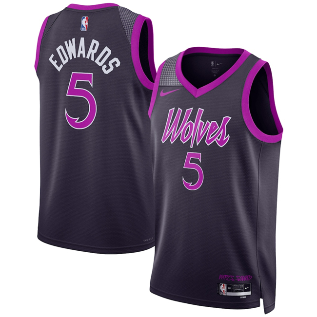 Men's Minnesota Timberwolves #5 Anthony Edwards Purple 2025 26 City Edition Stitched Jersey Men's Minnesota Timberwolves #5 Anthony Edwards Purple 2025 26 City Edition Stitched Jersey