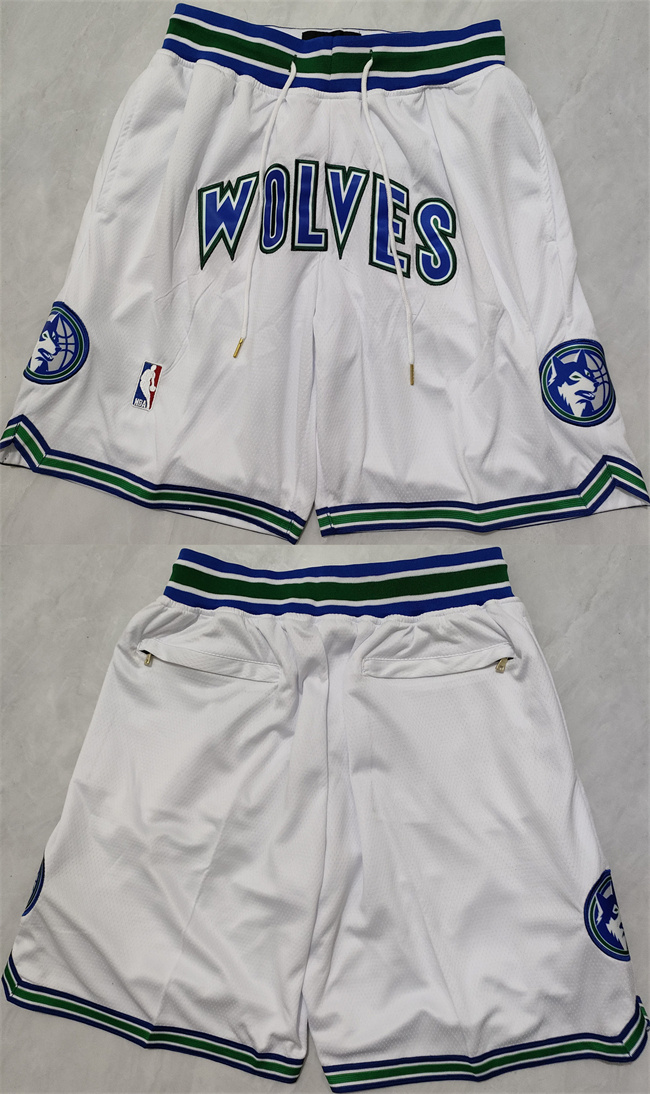Men's Minnesota Timberwolves White Shorts (Run Small)1