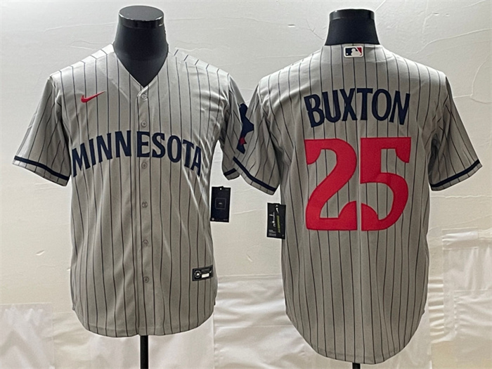 Men's Minnesota Twins #25 Byron Buxton Grey Cool Base Stitched Jerseys