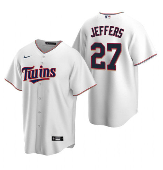 Men's Minnesota Twins #27 Ryan Jeffers White Cool Base Stitched Jersey Men's Minnesota Twins #27 Ryan Jeffers White Cool Base Stitched Jersey
