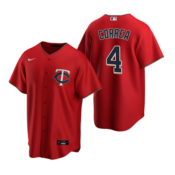 Men's Minnesota Twins #4 Carlos Correa Red Cool Base Stitched Jersey Men's Minnesota Twins #4 Carlos Correa Red Cool Base Stitched Jersey