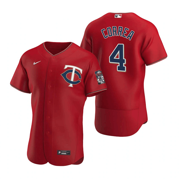 Men's Minnesota Twins #4 Carlos Correa Red Flex Base Stitched Jersey Men's Minnesota Twins #4 Carlos Correa Red Flex Base Stitched Jersey