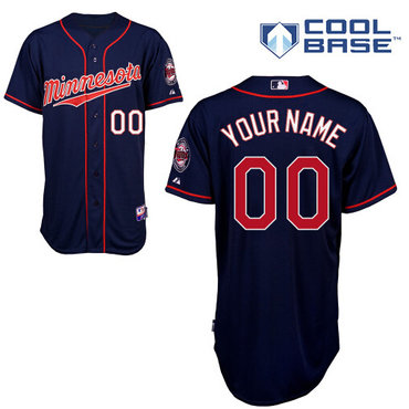 Men's Minnesota Twins Authentic Customized Navy Blue Alternate Road Jersey Men's Minnesota Twins Authentic Customized Navy Blue Alternate Road Jersey