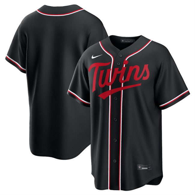 Men's Minnesota Twins Blank 2026 Fashion Replica Black Out Stitched Baseball Jersey Men's Minnesota Twins Blank 2026 Fashion Replica Black Out Stitched Baseball Jersey
