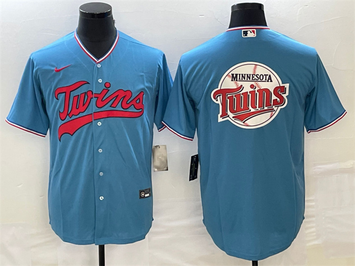 Men's Minnesota Twins Blue Team Big Logo Cool Base Stitched Jersey Men's Minnesota Twins Blue Team Big Logo Cool Base Stitched Jersey