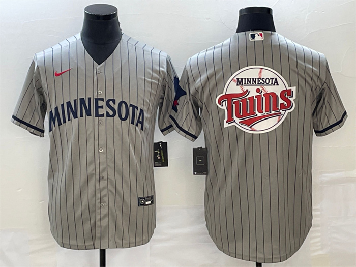Men's Minnesota Twins Gray Team Big Logo Cool Base Stitched Jersey Men's Minnesota Twins Gray Team Big Logo Cool Base Stitched Jersey