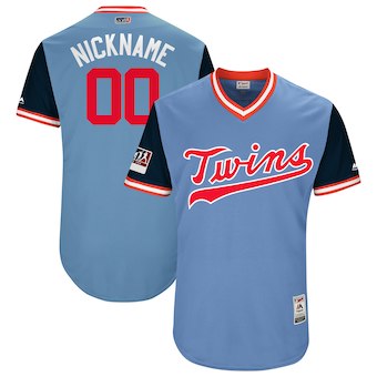 Men's Minnesota Twins Majestic Light Blue 2018 Players' Weekend Authentic Flex Base Custom Jersey Men's Minnesota Twins Majestic Light Blue 2018 Players' Weekend Authentic Flex Base Custom Jersey
