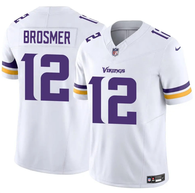 Men's Minnesota Vikings #12 Max Brosmer White 2025 F.U.S.E. Vapor Untouchable Limited Stitched Jersey