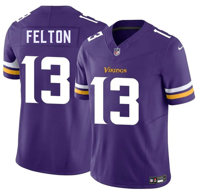 Men's Minnesota Vikings #13 Tai Felton Purple 2025 Draft F.U.S.E. Vapor Untouchable Limited Stitched Jersey