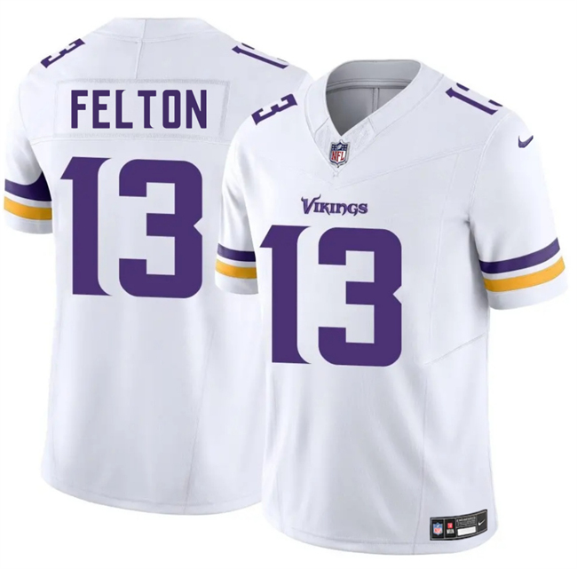 Men's Minnesota Vikings #13 Tai Felton White 2025 Draft F.U.S.E. Vapor Untouchable Limited Stitched Jersey