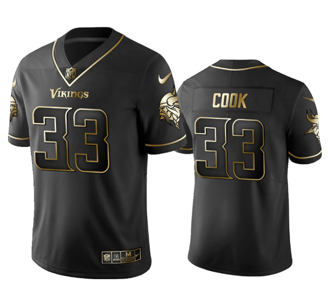 Men's Minnesota Vikings #33 Dalvin Cook Black Golden Edition Limited Stitched Jersey Men's Minnesota Vikings #33 Dalvin Cook Black Golden Edition Limited Stitched Jersey